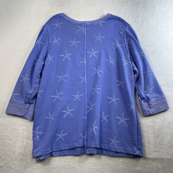 Fresh Produce Plus 2X Sea Star Sunset Sweatshirt French Terry Starfish Print - Picture 11 of 12